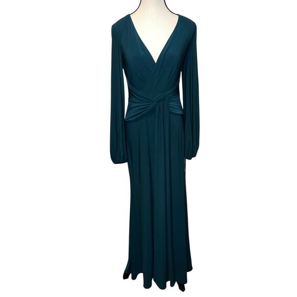 Betsy & Adam Hadley Floor Length Stretch Knit Gown Dress Forest Green Size 4 - Picture 2 of 16